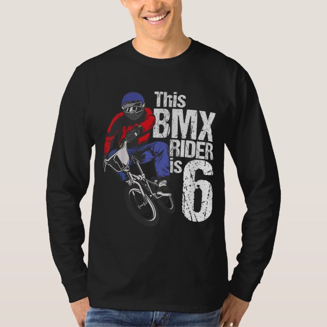Camiseta festas de aniversário BMX de 6 anos Meninos Dirt B (Frente)