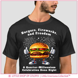 Camiseta Festas de Fogos de Artifício e Liberdade Burgers C