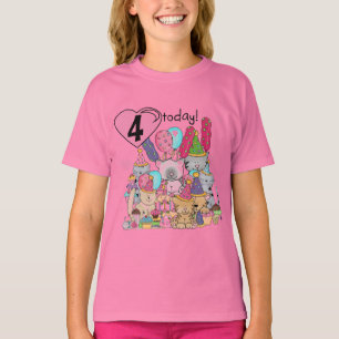Camiseta Festas Kittens 4º Aniversário T-shirts e presentes