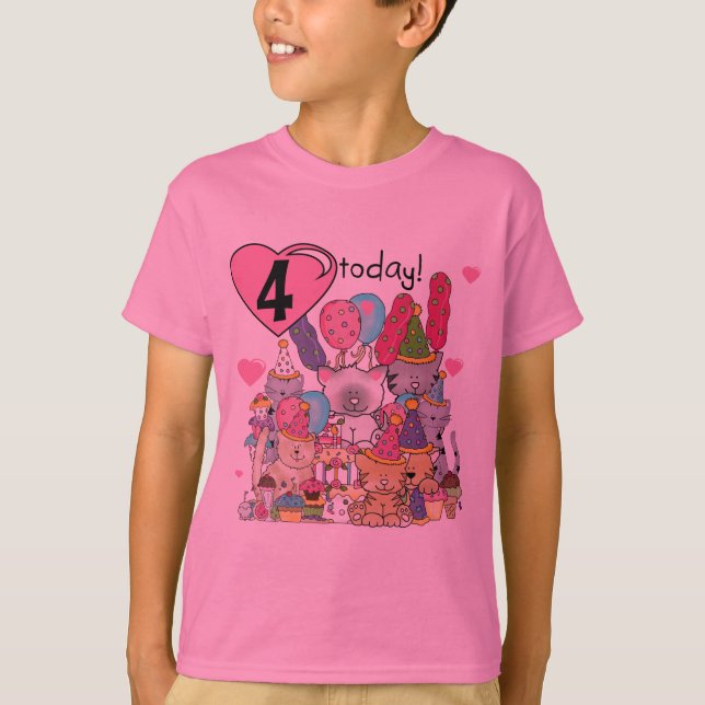 Camiseta Festas Kittens 4º Aniversário T-shirts e presentes (Frente)