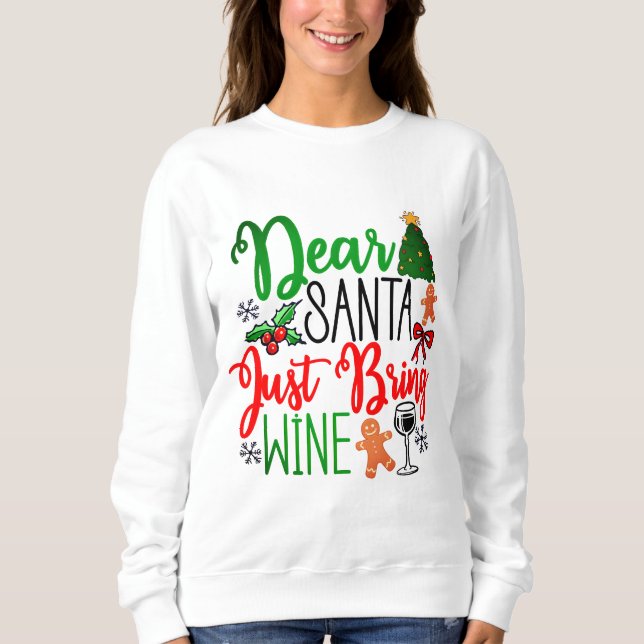 Camiseta festiva de férias pedindo vinho aos Papai (Frente)