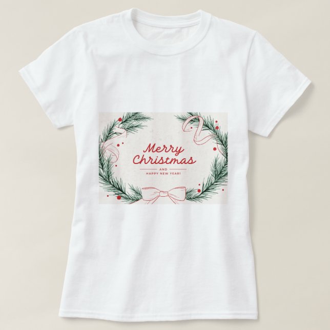 camiseta festiva de natal meri (Frente do Design)
