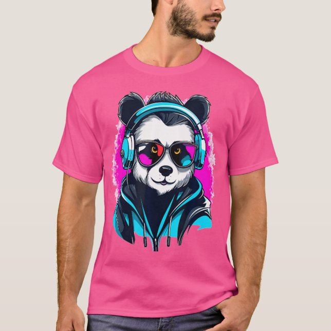 Camiseta Festival Cyberpunk Rave Panda De Drum E Bass (Frente)