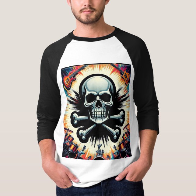 Camiseta Festival de Caveira de Rock & Roll (Frente)