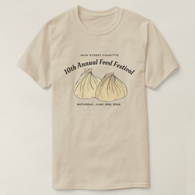 Camiseta Festival de Comidas de Dim Sum Shumai Dumplings Ch (Frente do Design)