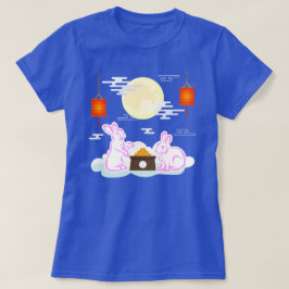 Camiseta Festival de Meio Outono Coelho da Lua Bolo Lunar N
