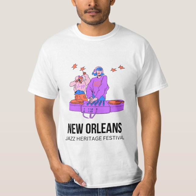 Camiseta Festival do Patrimônio do Jazz de Nova Orleans 202 (Frente)