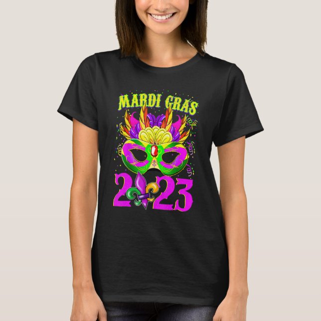 Camiseta Festival Mardi Gras 2023 Outfits Miçanga Mask Part (Frente)