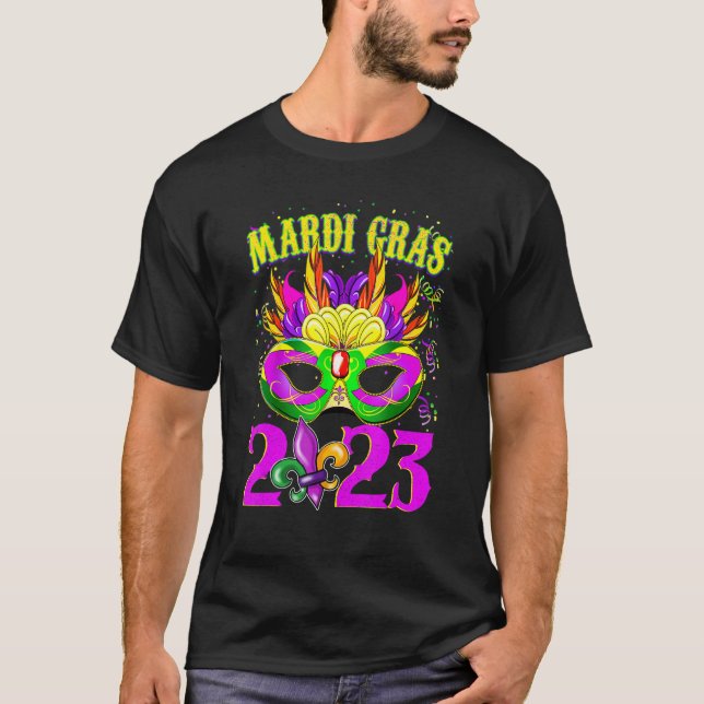 Camiseta Festival Mardi Gras 2023 Outfits Miçanga Mask Part (Frente)