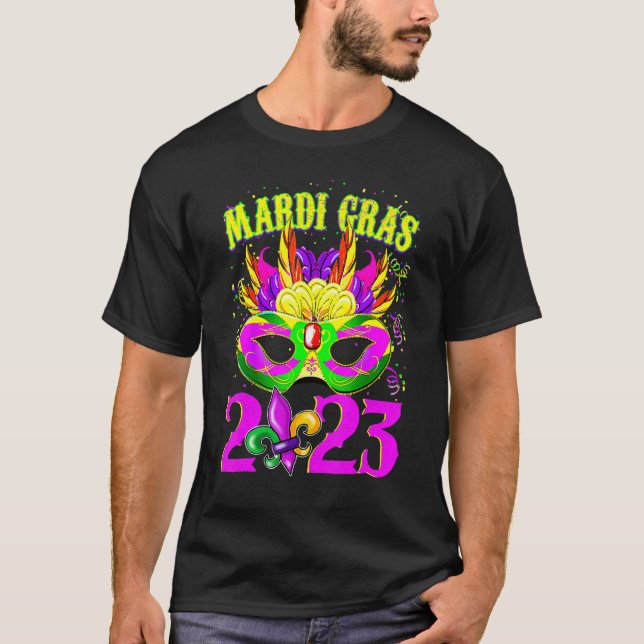Camiseta Festival Mardi Gras 2023 Outfits Miçanga Mask Part (Frente)