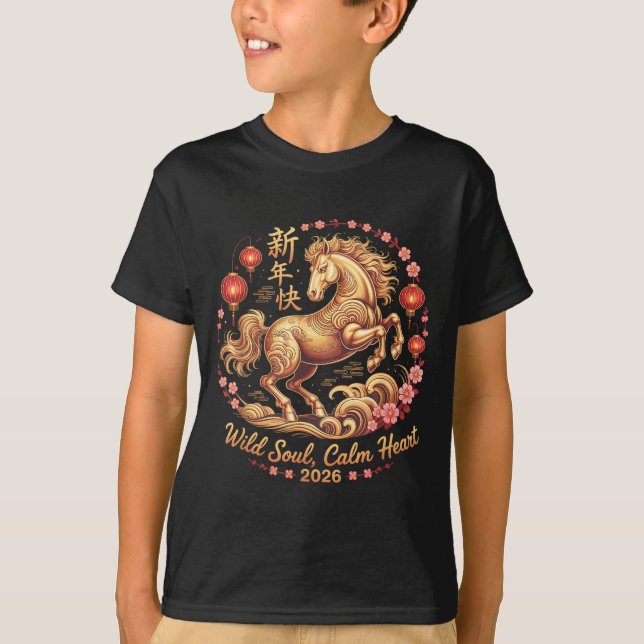 Camiseta Festive 2026 Crazy Horse Lady Wild Soul Calm Heart (Frente)