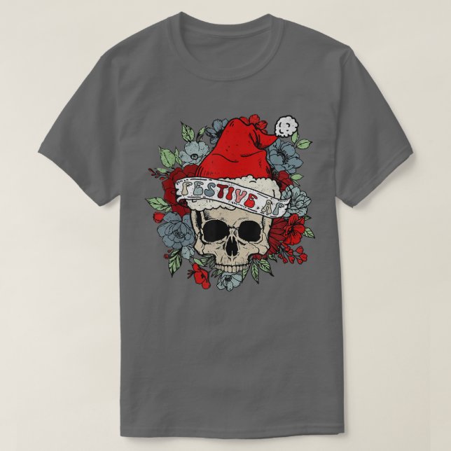Camiseta Festive AF Happy Holidays Skeleton Retro Holiday  (Frente do Design)