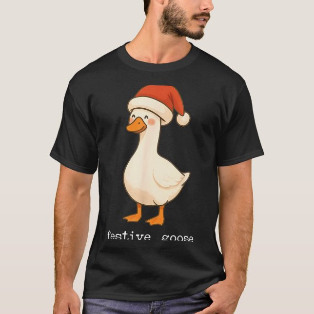 Camiseta Festive And Mpy Goose Santa Hat Xmas Light Matchin (Frente)