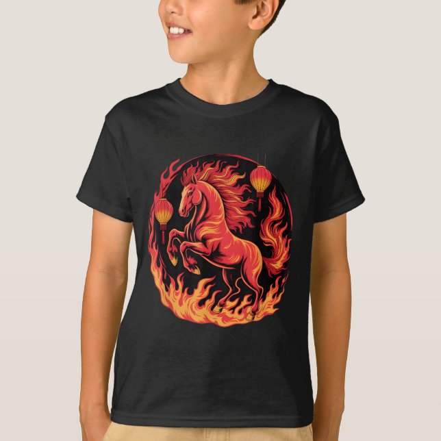 Camiseta Festive Chinese New Year 2026 Horse Lantern Cultur (Frente)