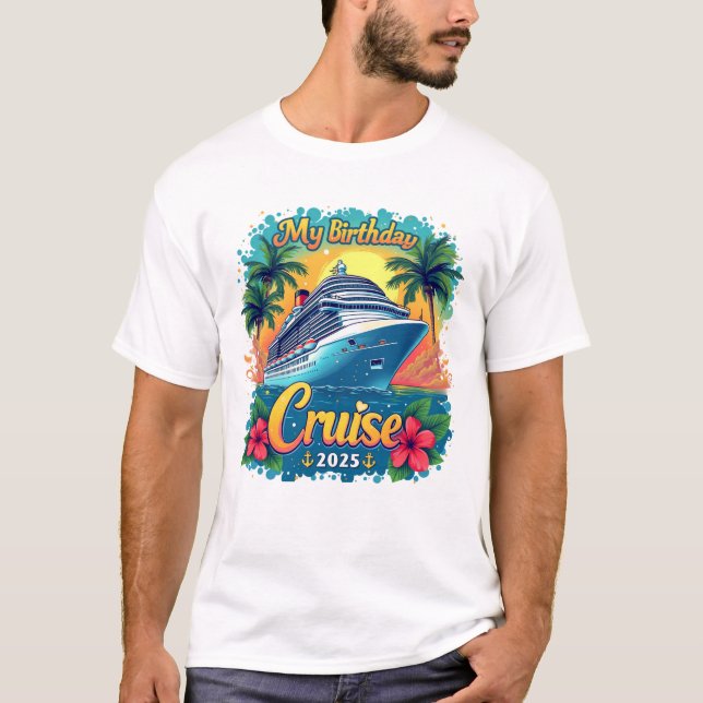 Camiseta Festive My Birthday Cruise Ship Party 2025 (Frente)