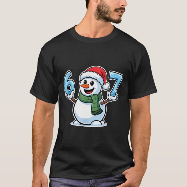 Camiseta Festive Snowman Christmas Winter Cheer 67 Number  (Frente)