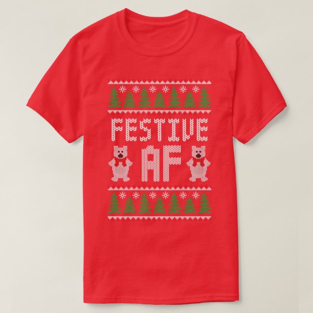 Camiseta Festivo AF Engraçado Sueco de Natal Feio (Frente do Design)