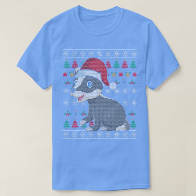 Camiseta Festivo Animal Mel Badger Xmas Feia Natal (Frente do Design)