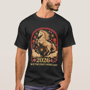 Camiseta Festivo Ano 2026 da Garota do Cavalo Louco Lunar Z
