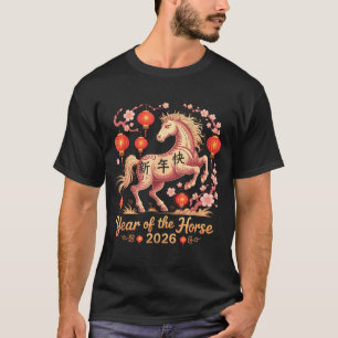 Camiseta Festivo Ano do Cavalo 2026 Fortuna Cavaleiro Lunar