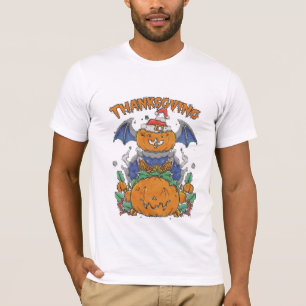 Camiseta "Festivo Crossover: Feliz Dia das Bruxas e Ação de