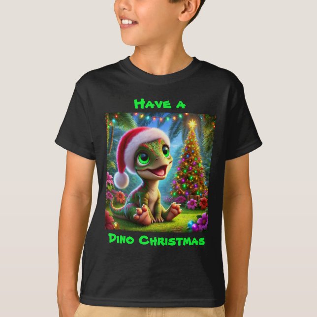 Camiseta Festivo Dinossauro Natal (Frente)