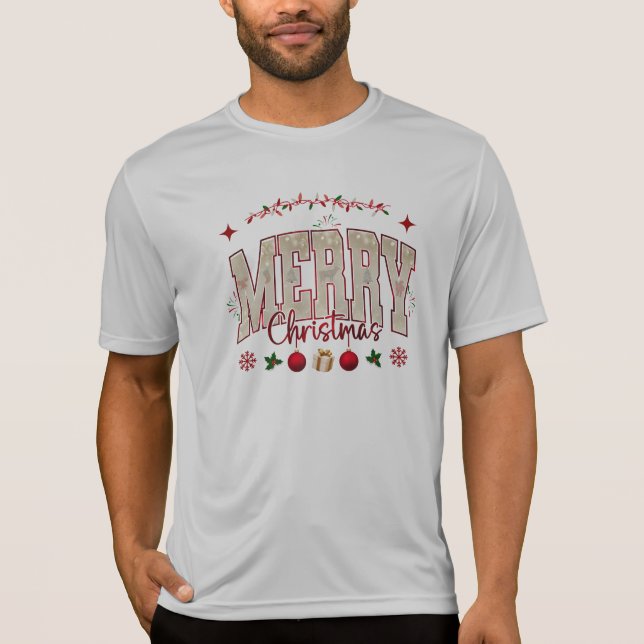 Camiseta Festivo Freguiçoso Design de Natal Feliz (Frente)