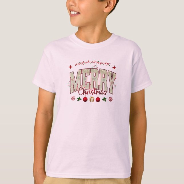 Camiseta Festivo Freguiçoso Design de Natal Feliz (Frente)