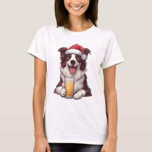 Camiseta Festivo Furry Grin Border O Natal de Collie