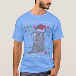 Camiseta Festivo Hippo Ugly Christmas Retro Xmas