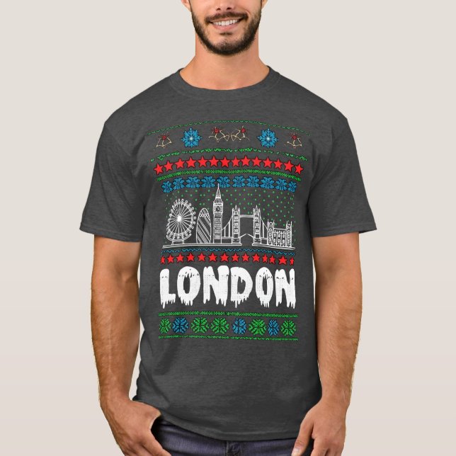 Camiseta Festivo London Reino Unido Fúria Natal (Frente)