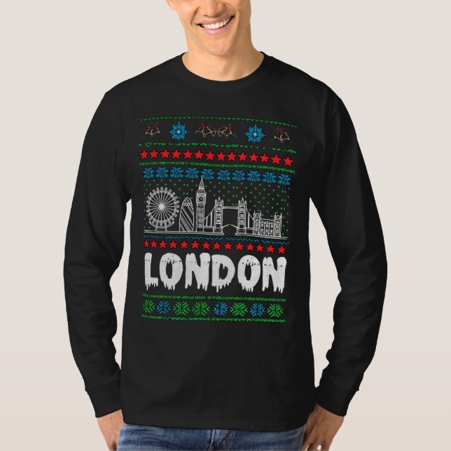 Camiseta Festivo London Reino Unido Fúria Natal (Frente)