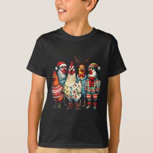 Camiseta Festivo Natal Galinhas Que Luzes Fazenda Animal