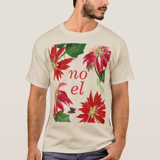 Camiseta Festivo Noel Poinsettia Floral (Frente)