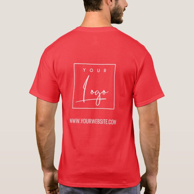 Camiseta Festivo Red Business Adicione seu nome de logotipo (Verso)