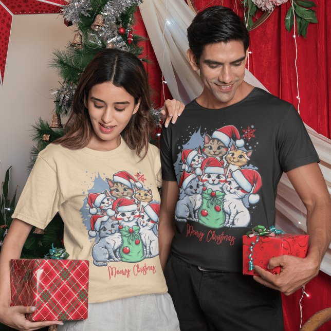 Camiseta Festivo Red Cat Natal Purr-fect Holiday (Criador carregado)