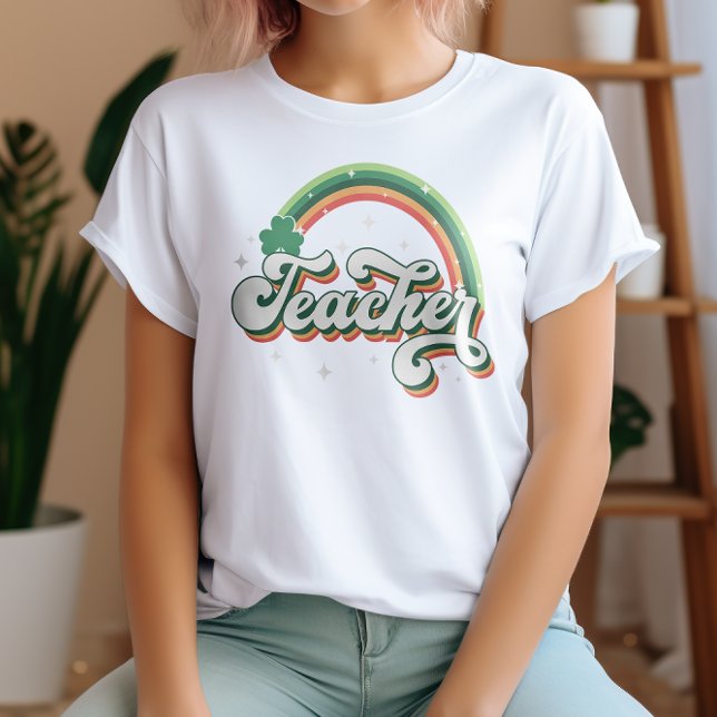 Camiseta Festivo Retro Arco-Íris Rua Professora. Dia dos Pa (Criador carregado)