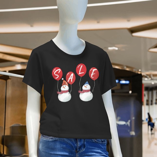 Camiseta Festivo Snowman Red SALE Loja de Férias Promo (Festive Snowman Red SALE Holiday Store Promo T-Shirt)