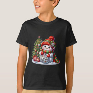 Camiseta Festivo Snowman & Tree Applique Christmas Sweatshi
