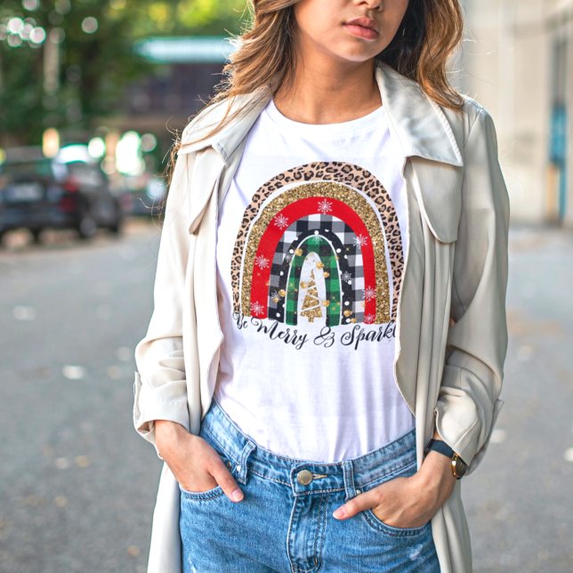 Camiseta Festivo Xadrez Rústica Festiva Impressão Arco-Íris (Criador carregado)