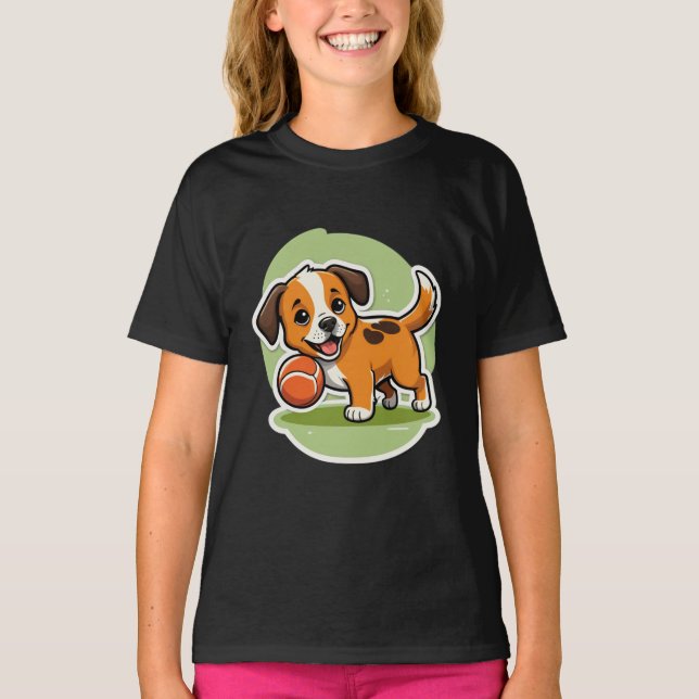 Camiseta Fetch Acontece - Caricatura Engraçada De Cão (Frente)