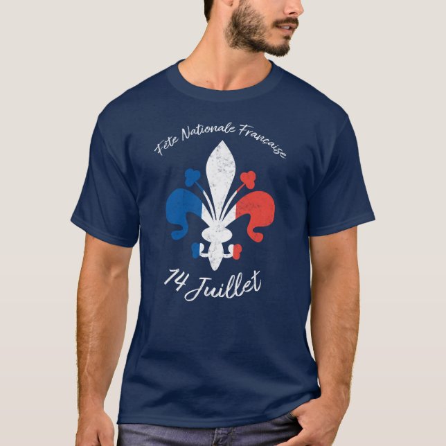Camiseta Fete Nationale Francaise 14 Juillet da flor de lis (Frente)