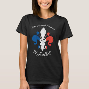 Camiseta Fete Nationale Francaise 14 Juillet da flor de lis