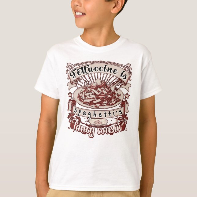Camiseta Fettuccine é primo Rico de Espaguete (Frente)