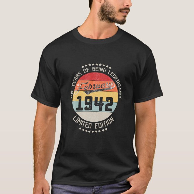 Camiseta Fevereiro De 1942 80 anos Aniversário De 80 anos (Frente)