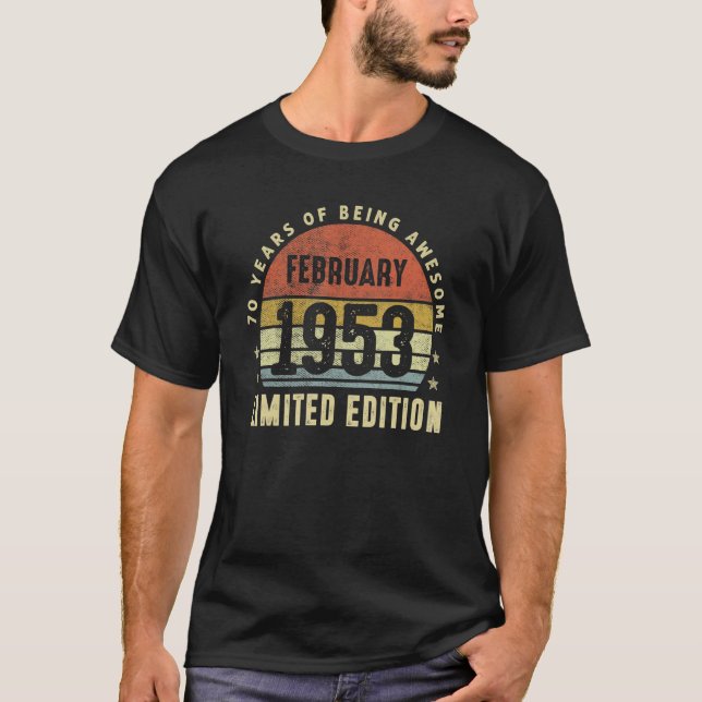 Camiseta Fevereiro De 1953 70 Aniversário De 70 Anos (Frente)