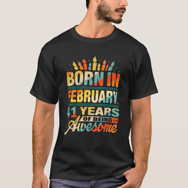 Camiseta Fevereiro De 1981 Ofertas De Aniversário De 41 Ano (Frente)