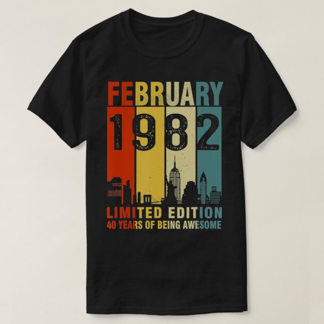 Camiseta Fevereiro De 1982 Edição Limitada De 40 Anos De Aw (Frente do Design)