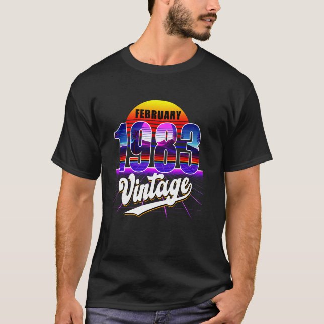 Camiseta Fevereiro de 1983 Retro 38th Birthday Vaporwave 30 (Frente)