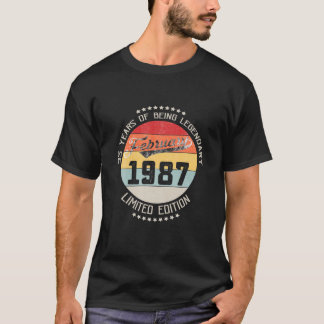 Camiseta Fevereiro De 1987 35 Anos Aniversário De 35 Anos